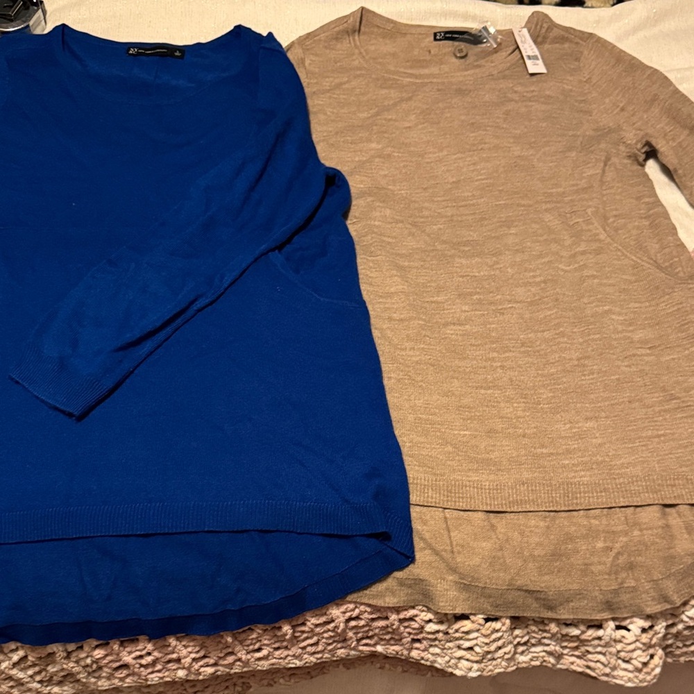 New York & Company Light Brown Tunic Top
